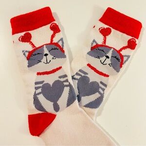 Sparkly Hearts & Cat Valentine’s Day Socks | Size 5-10